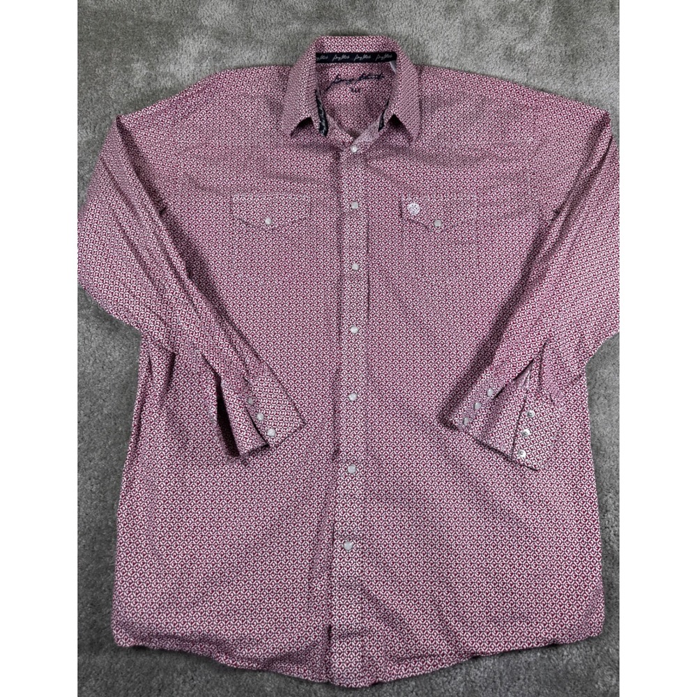 George Strait Wrangler Mens XLT Red Geometric Pearl Snap Western Shirt MGSN273